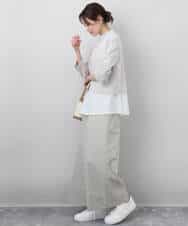 FKLGA36170 MK MICHEL KLEIN(MK ミッシェルクラン) ストレッチツイル プルオンワイドパンツ/洗える ベージュ