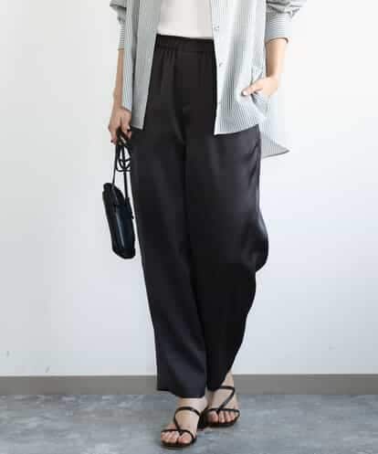 FKLGA45150 MK MICHEL KLEIN リラックスサテンテーパードパンツ/洗える
