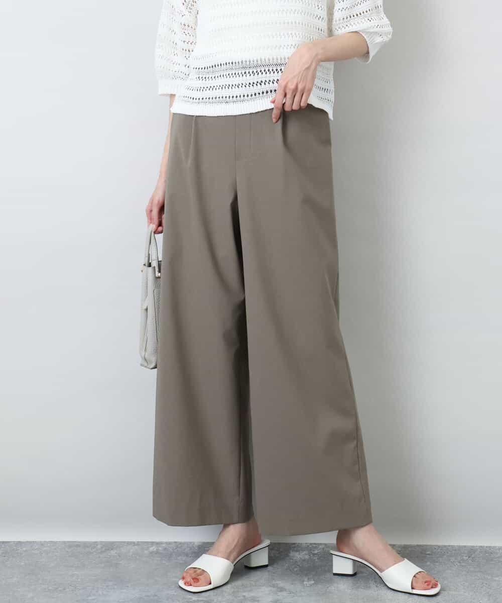 FKLGA46170 MK MICHEL KLEIN リネンライクストレートワイドパンツ/洗える
