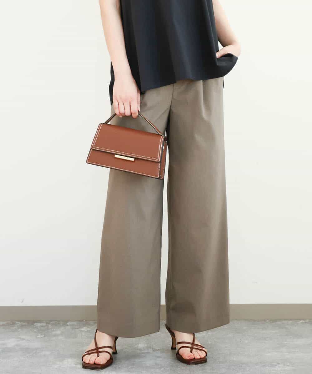 FKLGA46170 MK MICHEL KLEIN(MK ミッシェルクラン) リネンライクストレートワイドパンツ/洗える ブラック