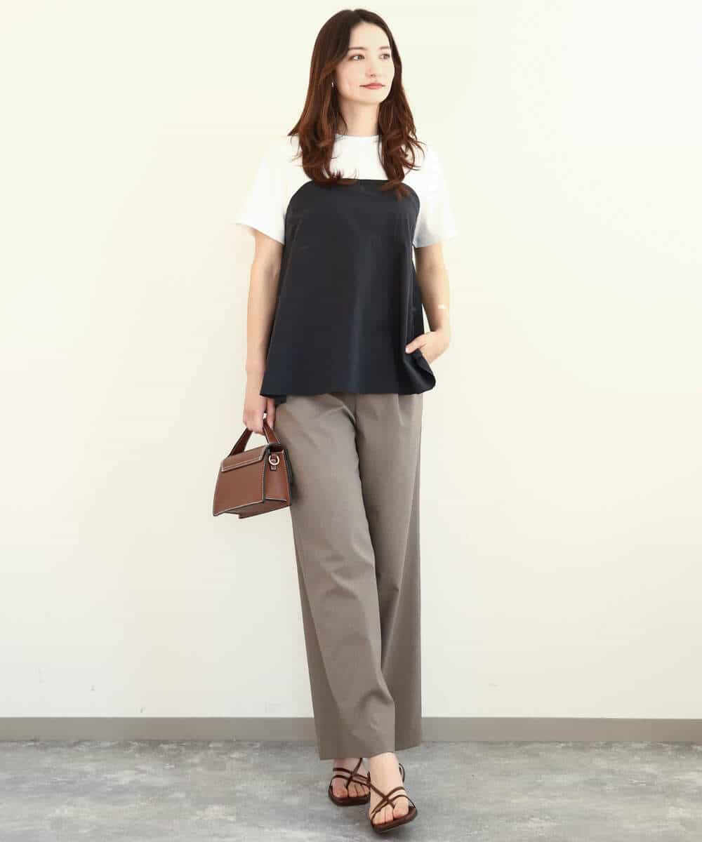 FKLGA46170 MK MICHEL KLEIN(MK ミッシェルクラン) リネンライクストレートワイドパンツ/洗える ブラック