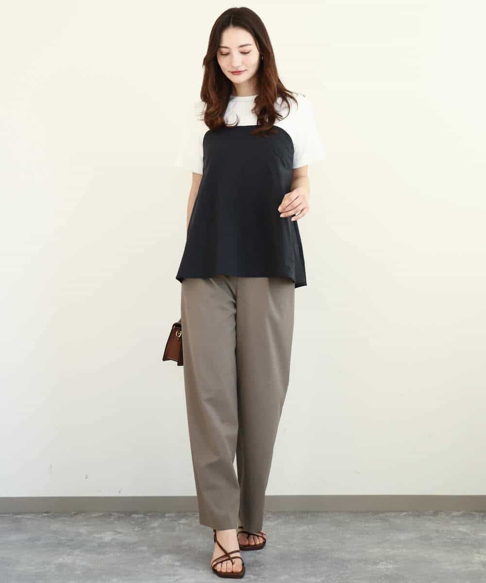 FKLGA46170 MK MICHEL KLEIN(MK ミッシェルクラン) リネンライクストレートワイドパンツ/洗える ブラック