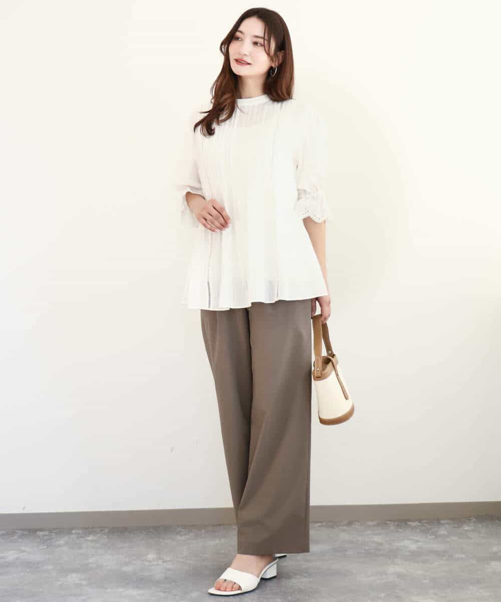 FKLGA46170 MK MICHEL KLEIN(MK ミッシェルクラン) リネンライクストレートワイドパンツ/洗える ブラック