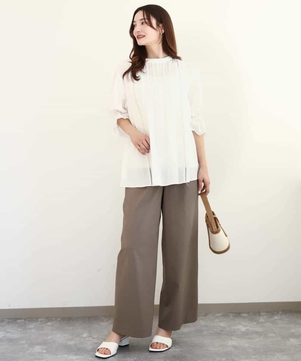 FKLGA46170 MK MICHEL KLEIN(MK ミッシェルクラン) リネンライクストレートワイドパンツ/洗える ブラック