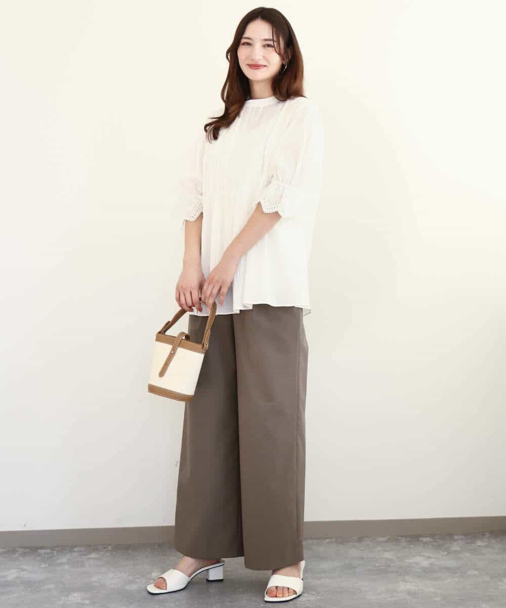 FKLGA46170 MK MICHEL KLEIN(MK ミッシェルクラン) リネンライクストレートワイドパンツ/洗える ブラック