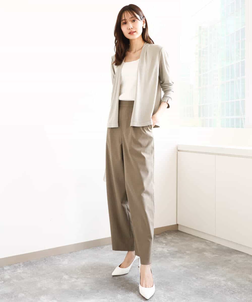 FKLGA46170 MK MICHEL KLEIN(MK ミッシェルクラン) リネンライクストレートワイドパンツ/洗える ブラック