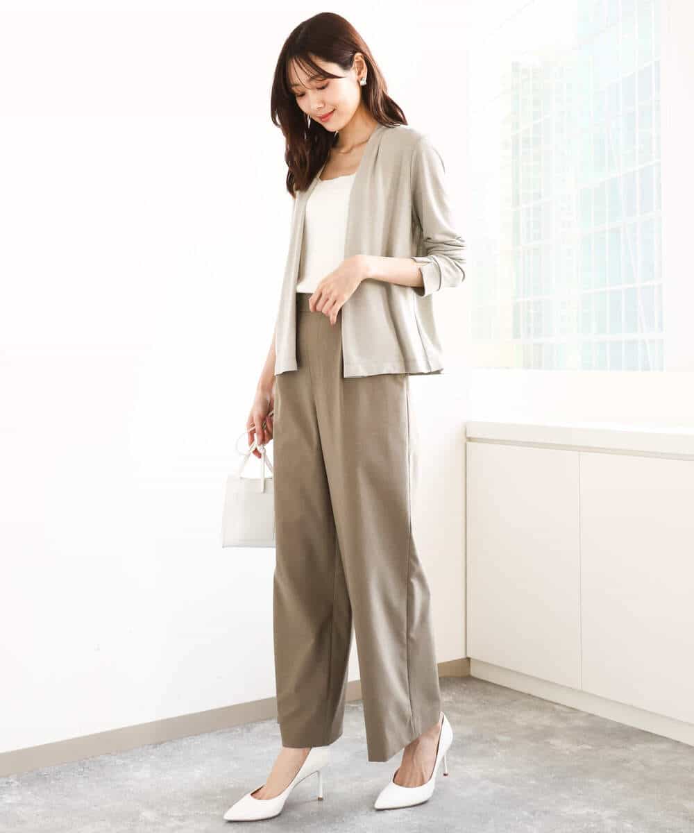 FKLGA46170 MK MICHEL KLEIN(MK ミッシェルクラン) リネンライクストレートワイドパンツ/洗える ブラック