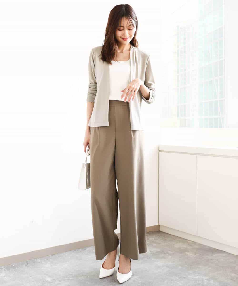 FKLGA46170 MK MICHEL KLEIN(MK ミッシェルクラン) リネンライクストレートワイドパンツ/洗える ブラック