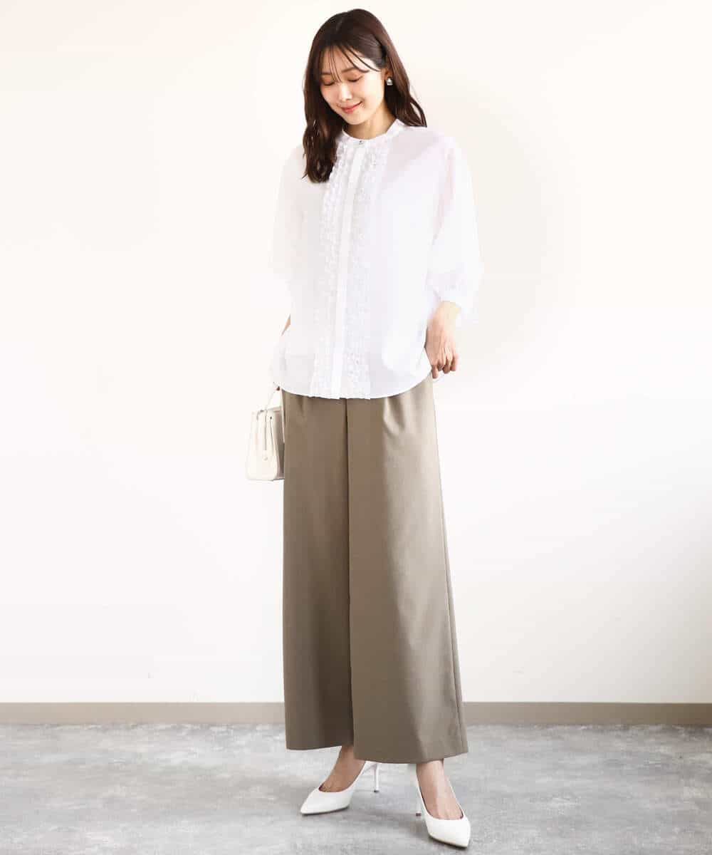 FKLGA46170 MK MICHEL KLEIN(MK ミッシェルクラン) リネンライクストレートワイドパンツ/洗える ブラック
