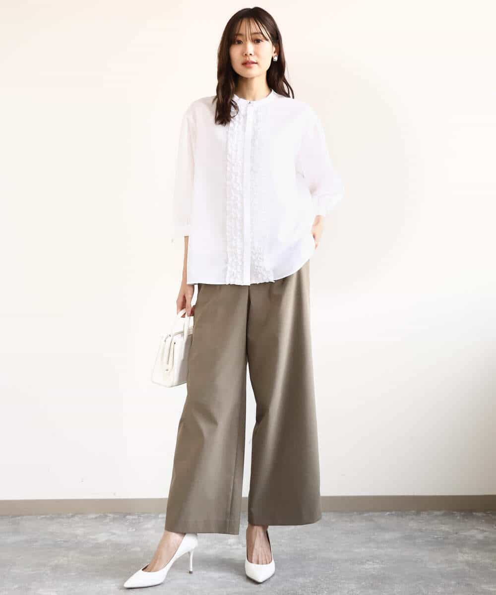 FKLGA46170 MK MICHEL KLEIN(MK ミッシェルクラン) リネンライクストレートワイドパンツ/洗える ブラック
