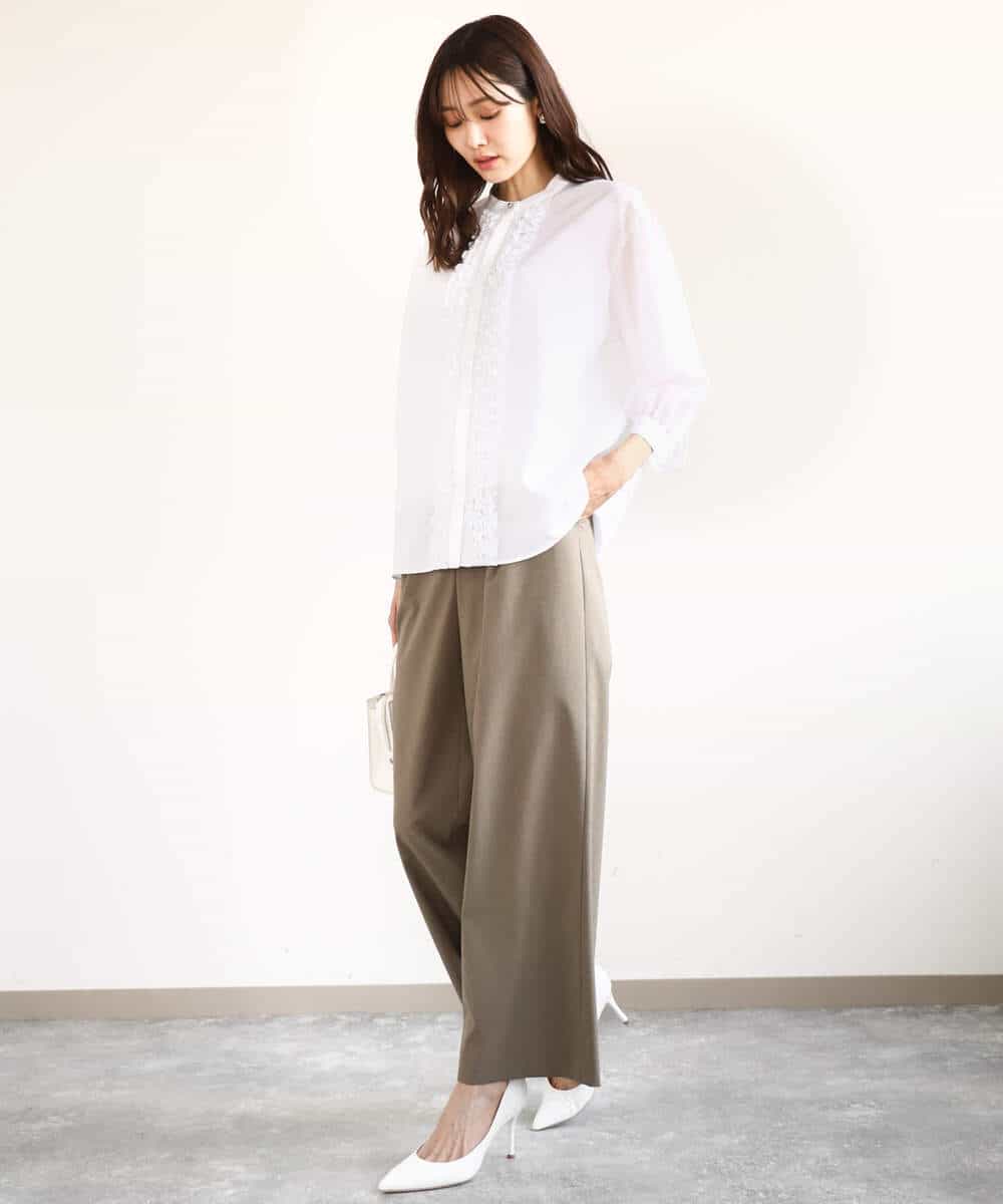 FKLGA46170 MK MICHEL KLEIN(MK ミッシェルクラン) リネンライクストレートワイドパンツ/洗える ブラック