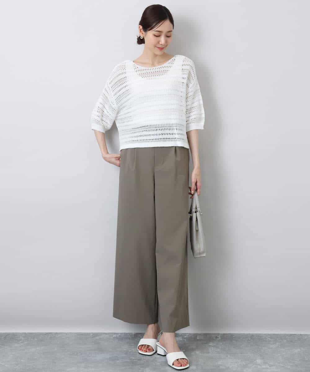 FKLGA46170 MK MICHEL KLEIN(MK ミッシェルクラン) リネンライクストレートワイドパンツ/洗える ブラック