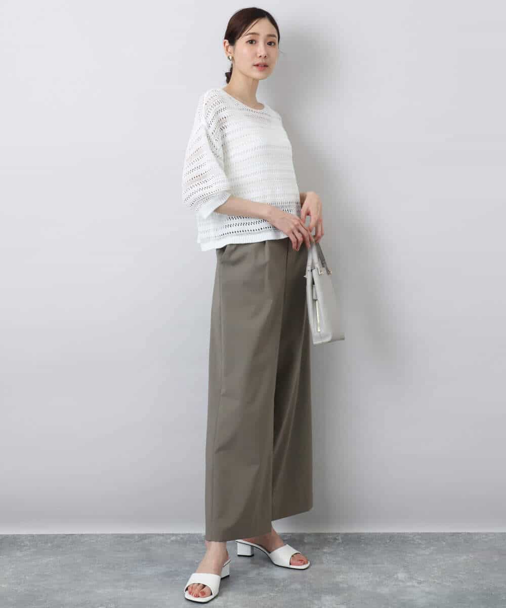 FKLGA46170 MK MICHEL KLEIN(MK ミッシェルクラン) リネンライクストレートワイドパンツ/洗える ブラック