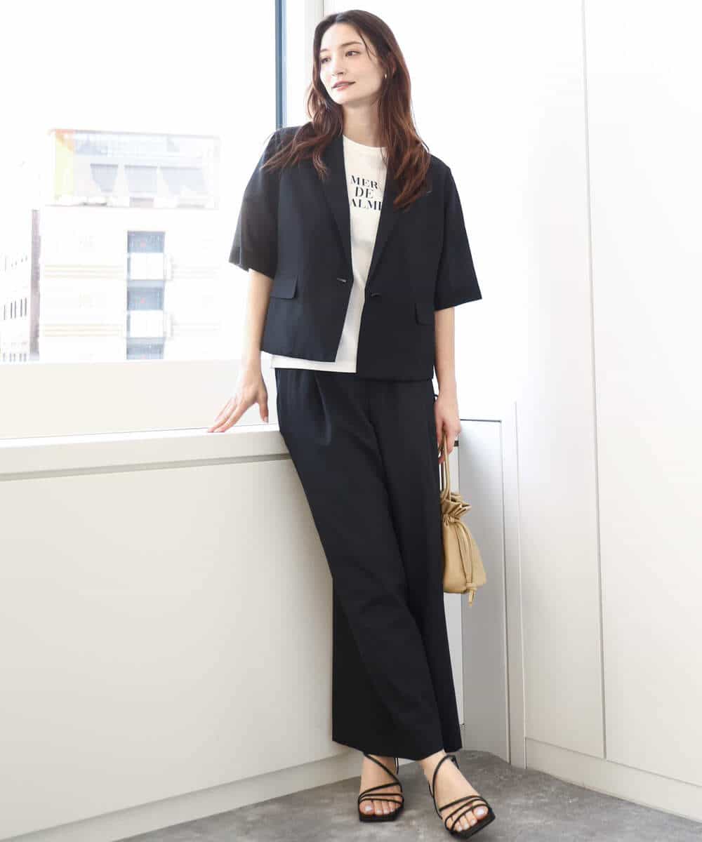 FKLGA52160 MK MICHEL KLEIN(MK ミッシェルクラン) ドライリネンライクワイドパンツ/洗える カーキ