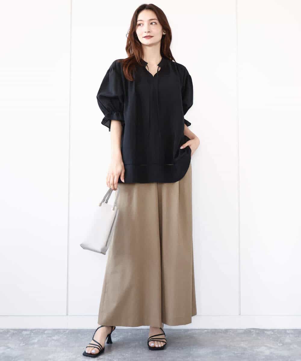 FKLGA52160 MK MICHEL KLEIN(MK ミッシェルクラン) ドライリネンライクワイドパンツ/洗える カーキ