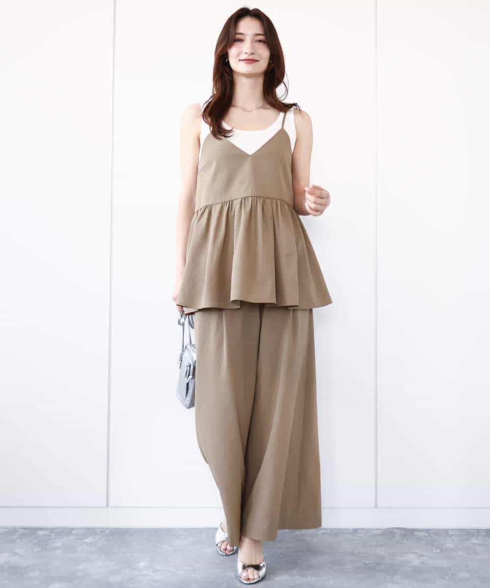 FKLGA52160 MK MICHEL KLEIN(MK ミッシェルクラン) ドライリネンライクワイドパンツ/洗える カーキ
