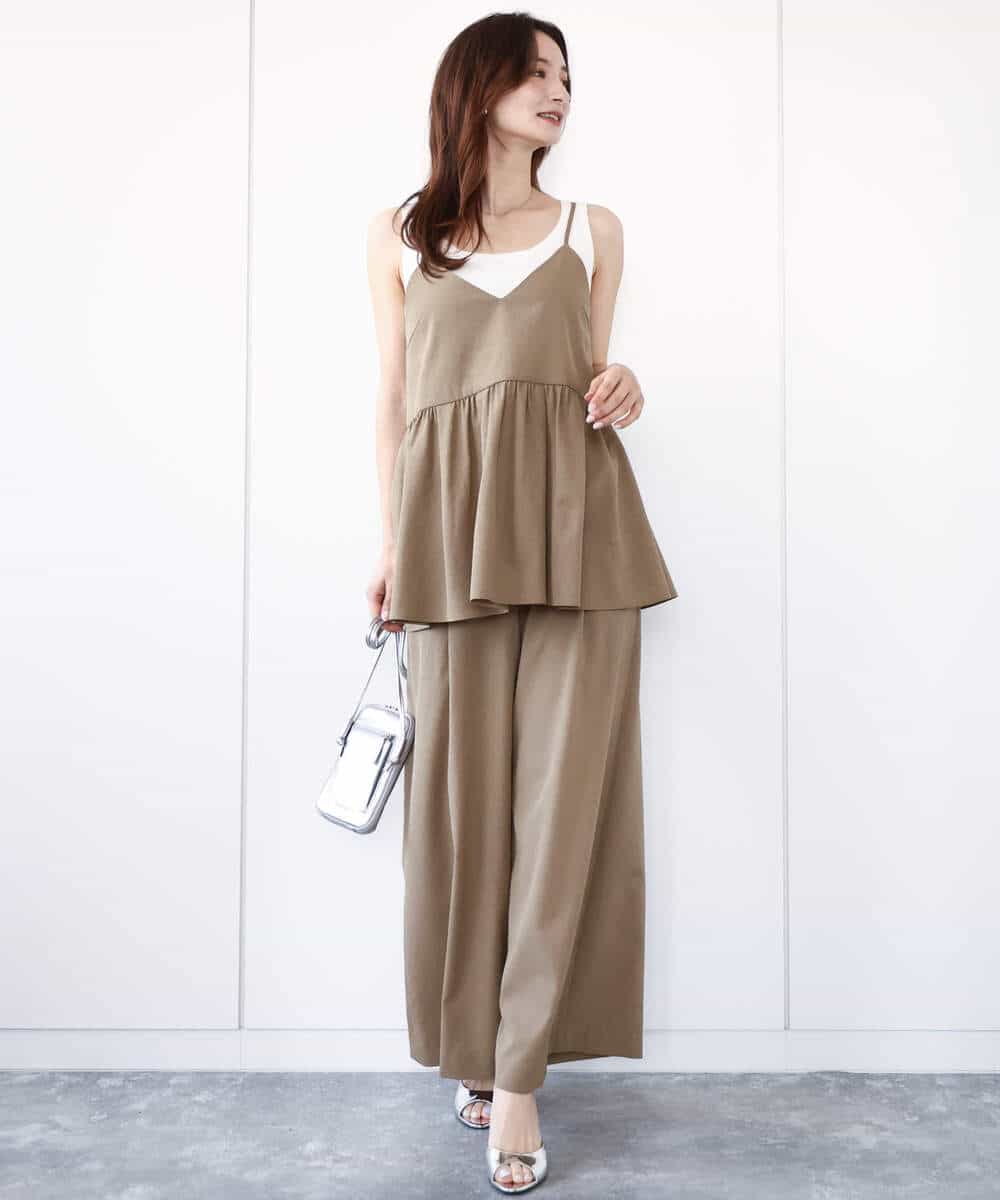 FKLGA52160 MK MICHEL KLEIN(MK ミッシェルクラン) ドライリネンライクワイドパンツ/洗える カーキ