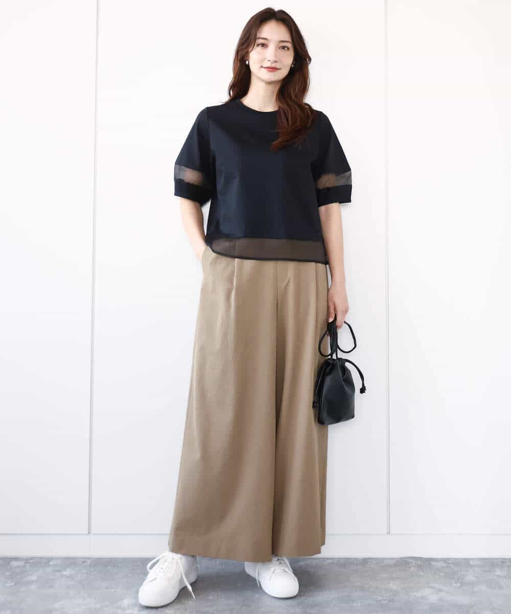 FKLGA52160 MK MICHEL KLEIN(MK ミッシェルクラン) ドライリネンライクワイドパンツ/洗える カーキ
