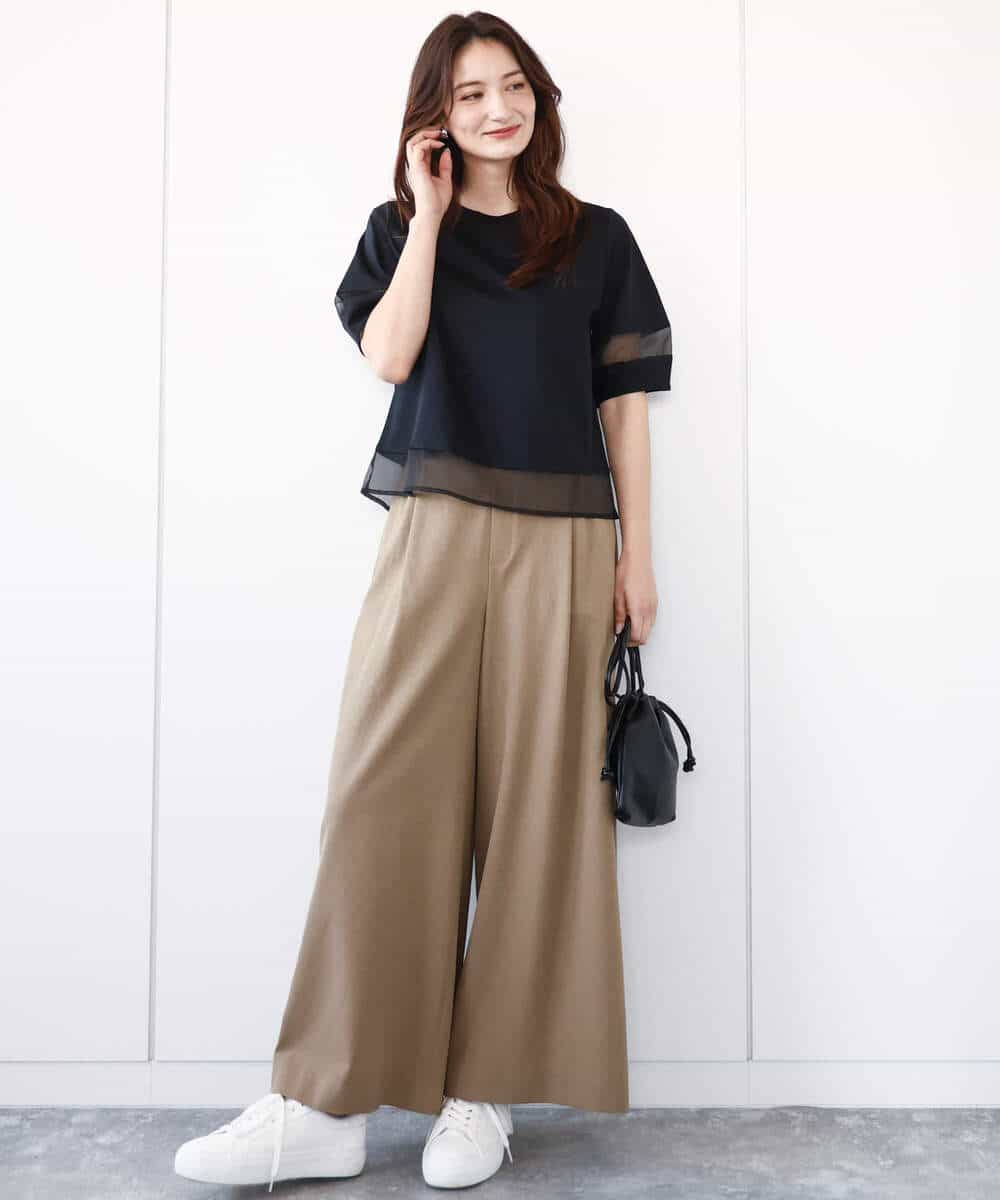 FKLGA52160 MK MICHEL KLEIN(MK ミッシェルクラン) ドライリネンライクワイドパンツ/洗える カーキ