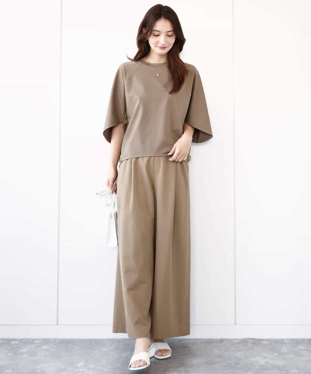 FKLGA52160 MK MICHEL KLEIN(MK ミッシェルクラン) ドライリネンライクワイドパンツ/洗える カーキ