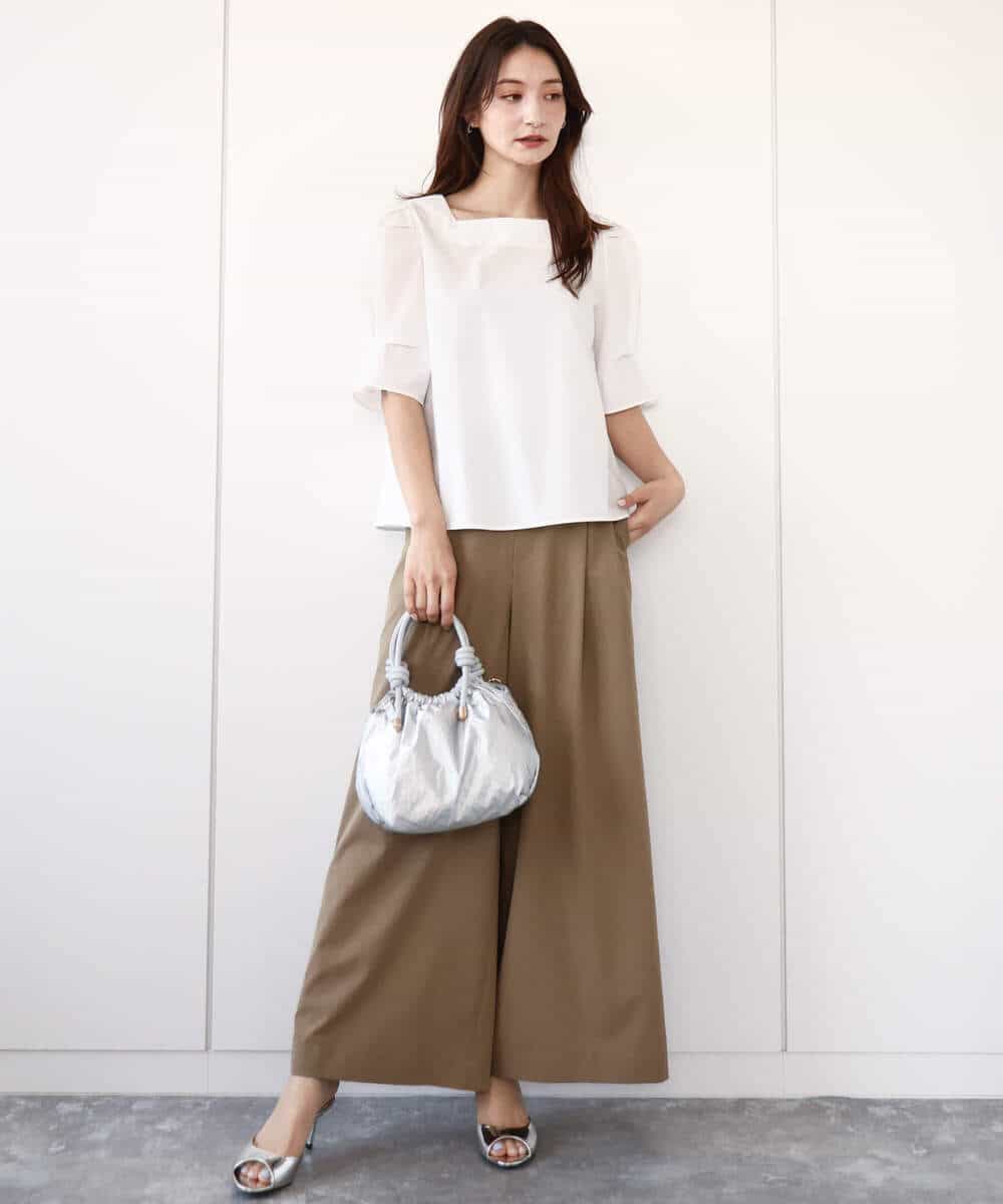 FKLGA52160 MK MICHEL KLEIN(MK ミッシェルクラン) ドライリネンライクワイドパンツ/洗える カーキ