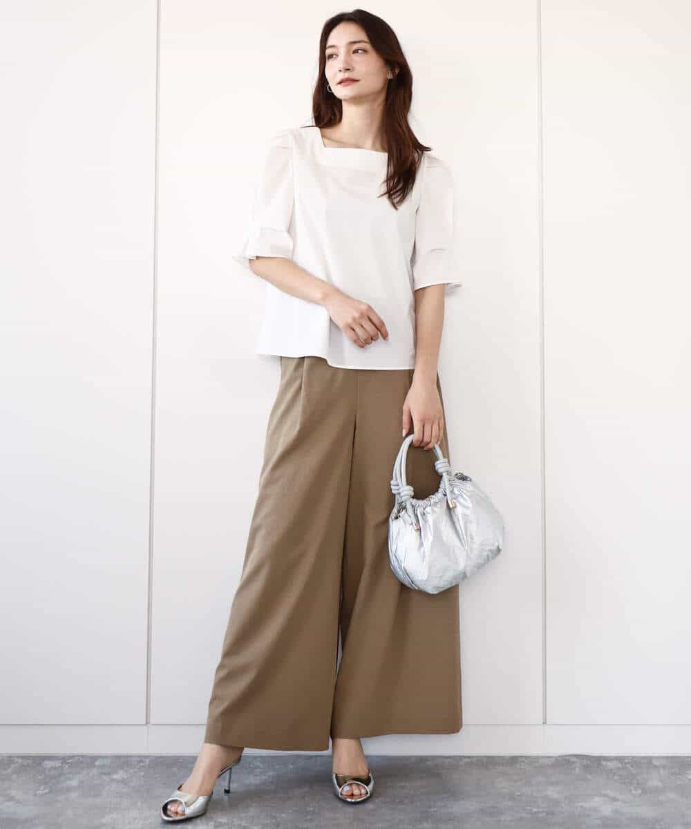 FKLGA52160 MK MICHEL KLEIN(MK ミッシェルクラン) ドライリネンライクワイドパンツ/洗える カーキ