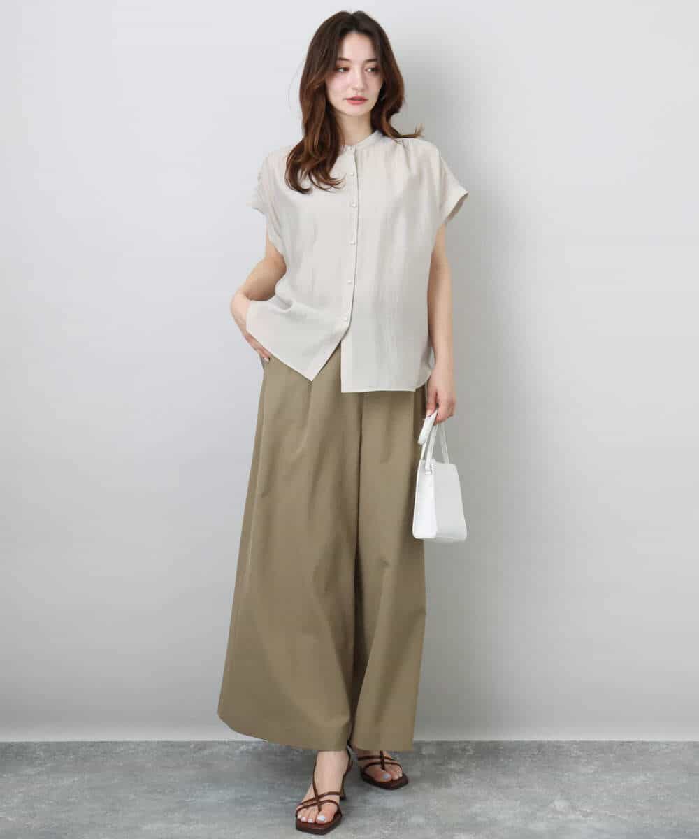 FKLGA52160 MK MICHEL KLEIN(MK ミッシェルクラン) ドライリネンライクワイドパンツ/洗える カーキ