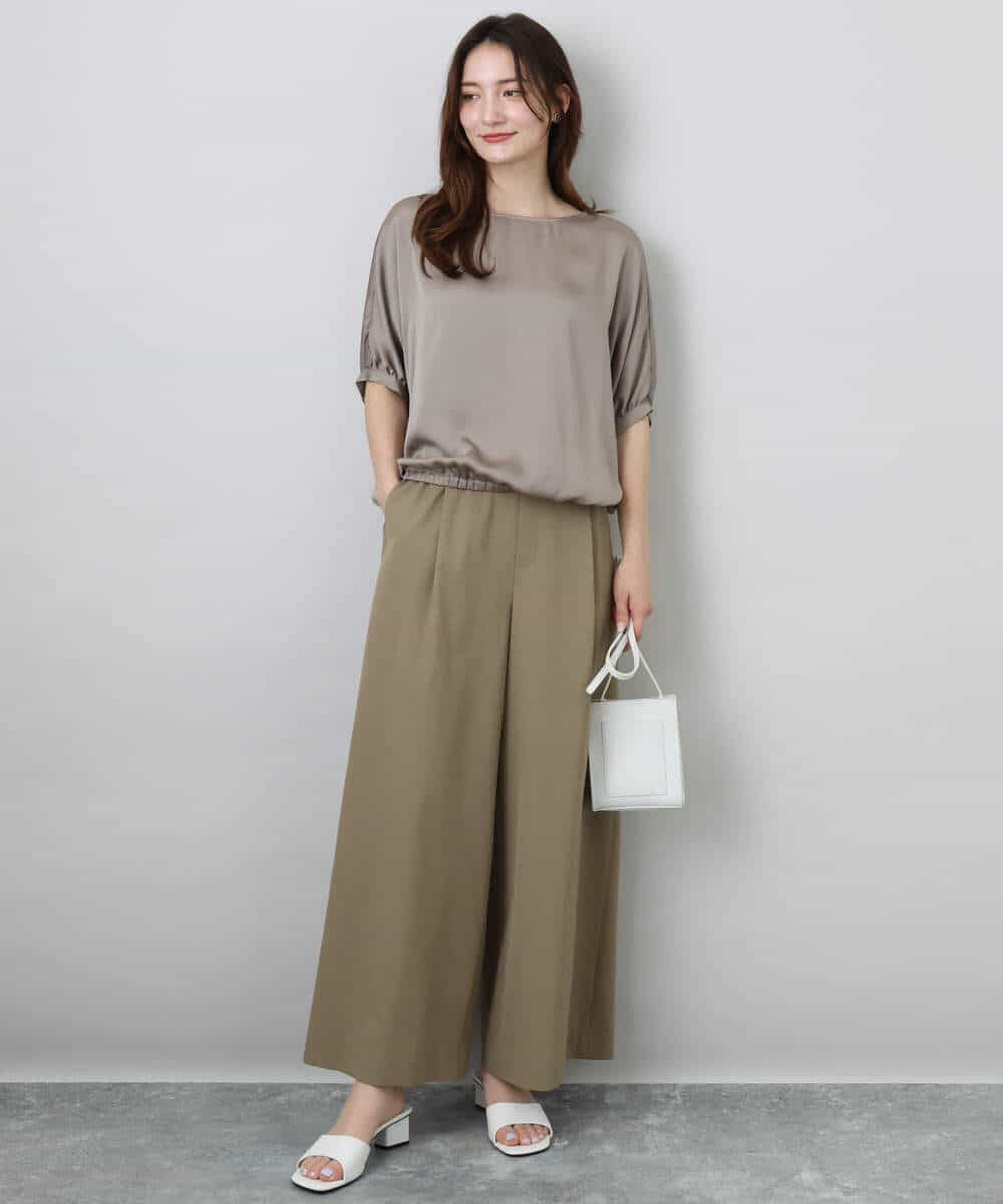 FKLGA52160 MK MICHEL KLEIN(MK ミッシェルクラン) ドライリネンライクワイドパンツ/洗える カーキ
