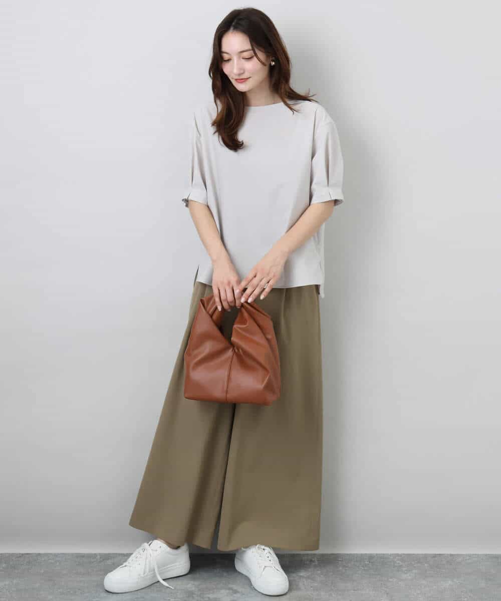FKLGA52160 MK MICHEL KLEIN(MK ミッシェルクラン) ドライリネンライクワイドパンツ/洗える カーキ