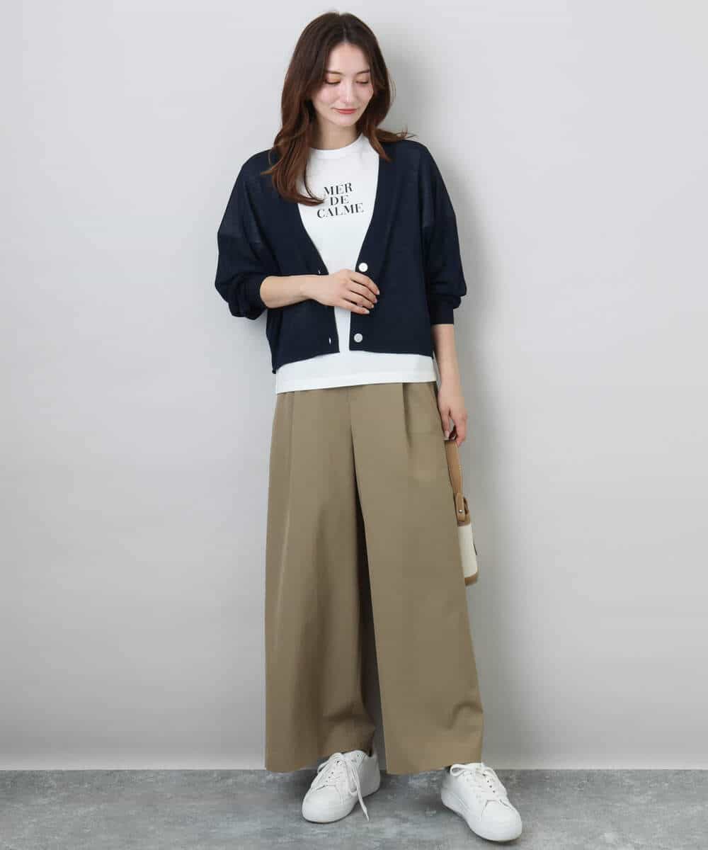 FKLGA52160 MK MICHEL KLEIN(MK ミッシェルクラン) ドライリネンライクワイドパンツ/洗える カーキ