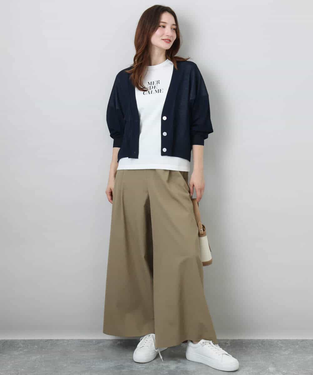 FKLGA52160 MK MICHEL KLEIN(MK ミッシェルクラン) ドライリネンライクワイドパンツ/洗える カーキ