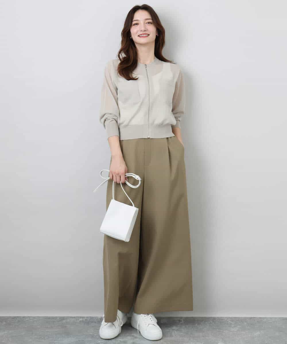 FKLGA52160 MK MICHEL KLEIN(MK ミッシェルクラン) ドライリネンライクワイドパンツ/洗える カーキ