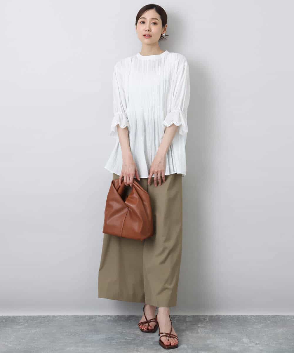 FKLGA52160 MK MICHEL KLEIN(MK ミッシェルクラン) ドライリネンライクワイドパンツ/洗える カーキ