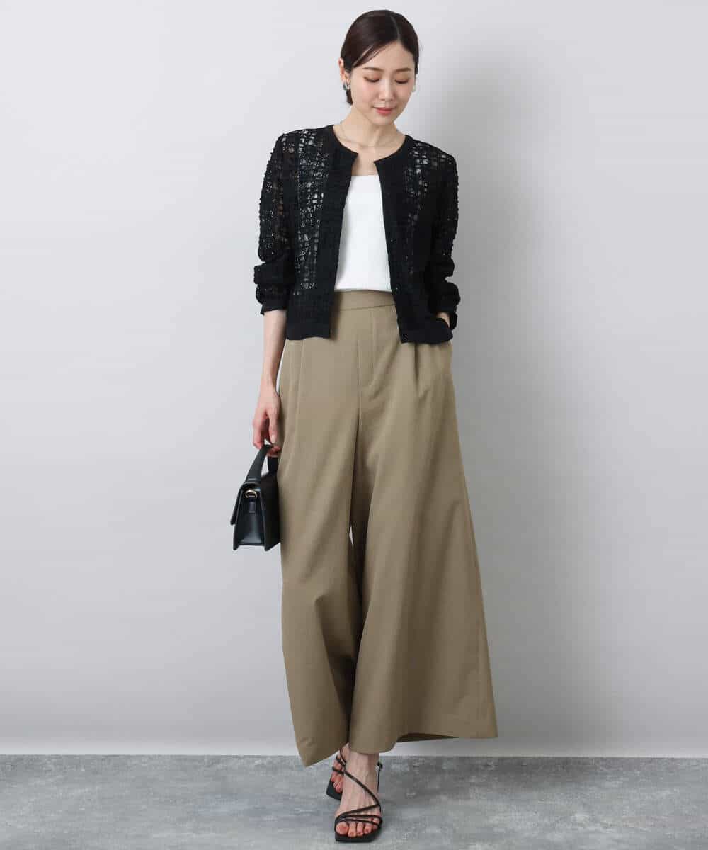 FKLGA52160 MK MICHEL KLEIN(MK ミッシェルクラン) ドライリネンライクワイドパンツ/洗える カーキ