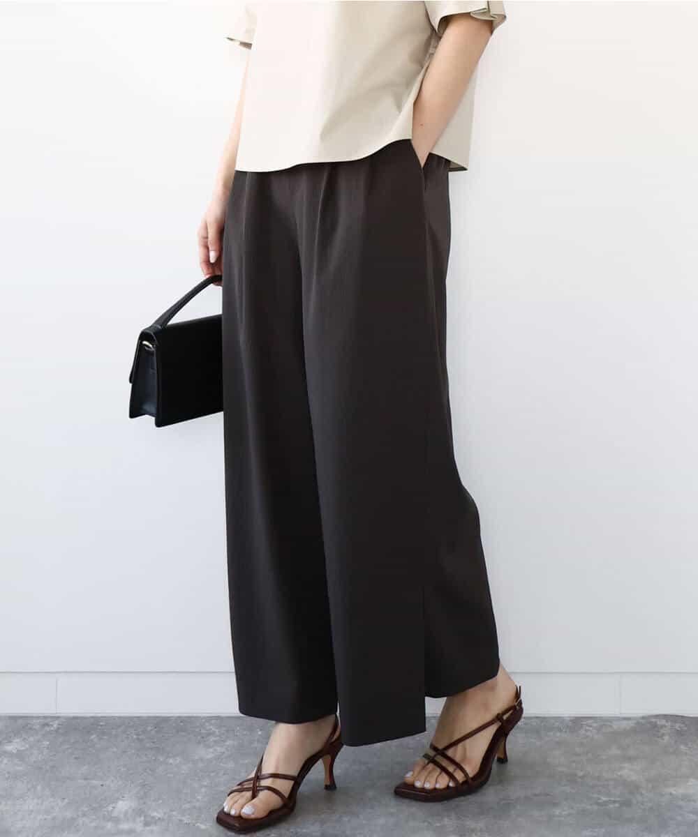 FKLGA54150 MK MICHEL KLEIN(MK ミッシェルクラン) サイドスリットセミワイドパンツ/洗える ダークグレー