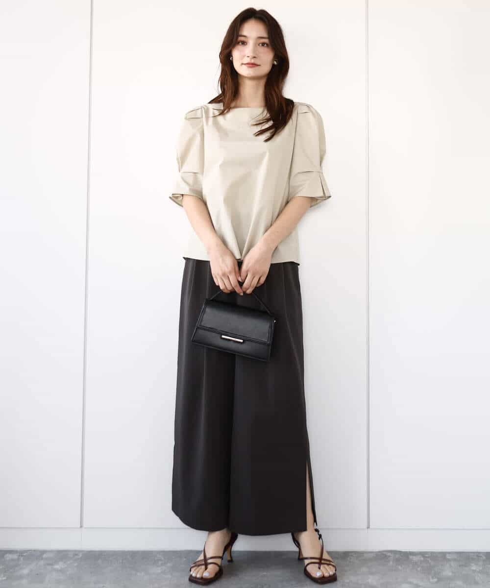 FKLGA54150 MK MICHEL KLEIN(MK ミッシェルクラン) サイドスリットセミワイドパンツ/洗える ダークグレー