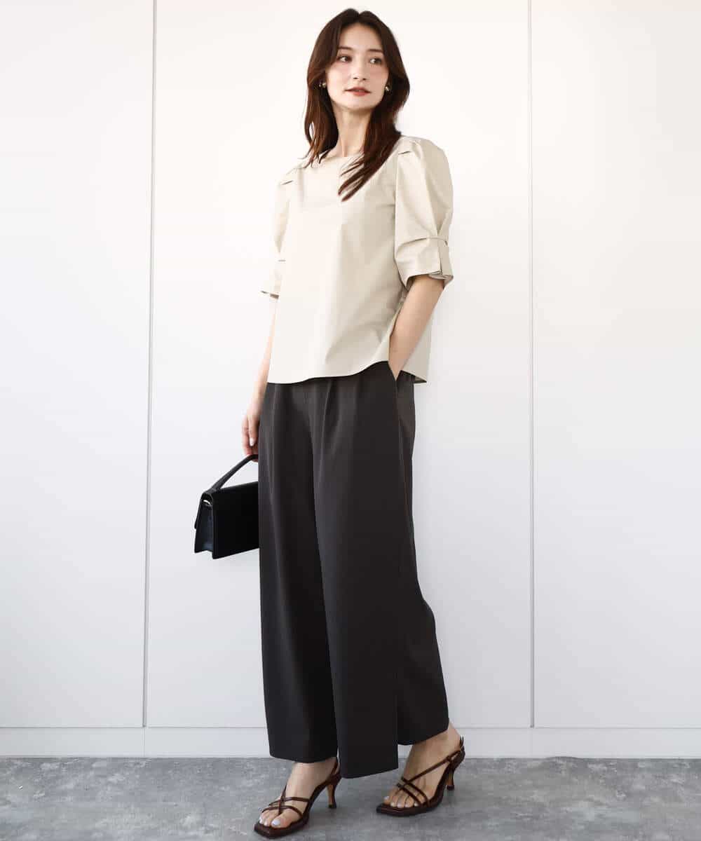 FKLGA54150 MK MICHEL KLEIN(MK ミッシェルクラン) サイドスリットセミワイドパンツ/洗える ダークグレー