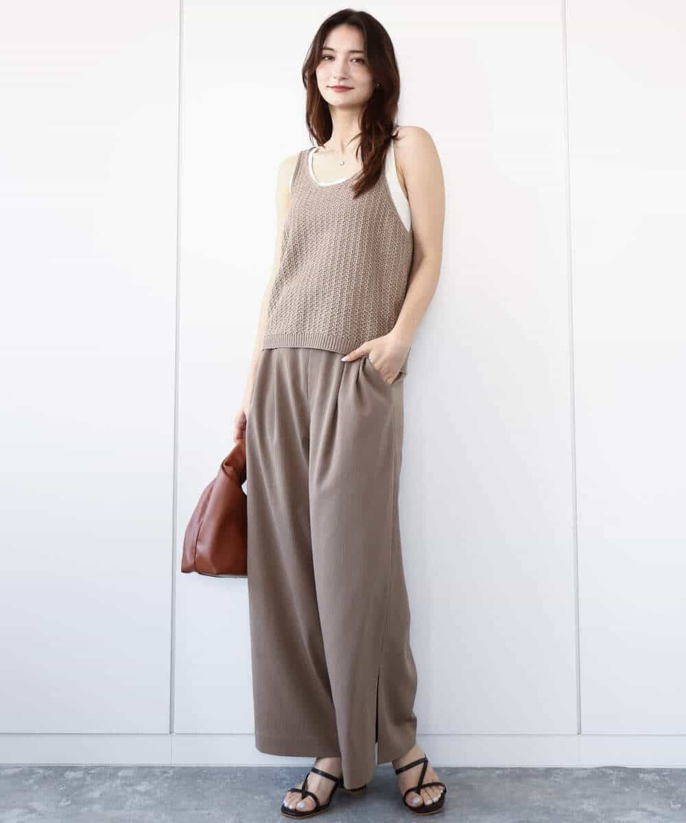 FKLGA54150 MK MICHEL KLEIN(MK ミッシェルクラン) サイドスリットセミワイドパンツ/洗える ダークグレー