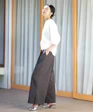 FKLGA54150 MK MICHEL KLEIN(MK ミッシェルクラン) サイドスリットセミワイドパンツ/洗える ダークグレー