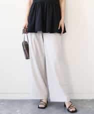FKLGA55170 MK MICHEL KLEIN(MK ミッシェルクラン) ワイドストレート ストレッチプルオンパンツ/洗える グレージュ