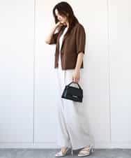 FKLGA55170 MK MICHEL KLEIN(MK ミッシェルクラン) ワイドストレート ストレッチプルオンパンツ/洗える ダークグレー