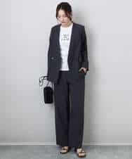 FKLGA55170 MK MICHEL KLEIN(MK ミッシェルクラン) ワイドストレート ストレッチプルオンパンツ/洗える ダークグレー