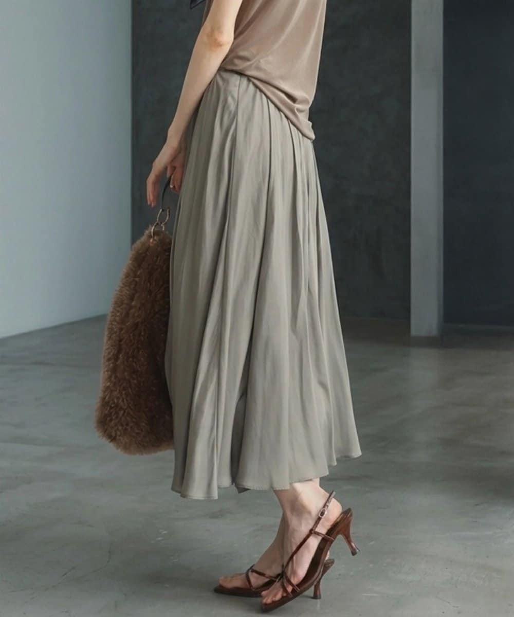 FKLGD03150 MK MICHEL KLEIN(MK ミッシェルクラン) [瞬美シリーズ/UVカット/接触冷感/洗える]サテンガウチョパンツ カーキ