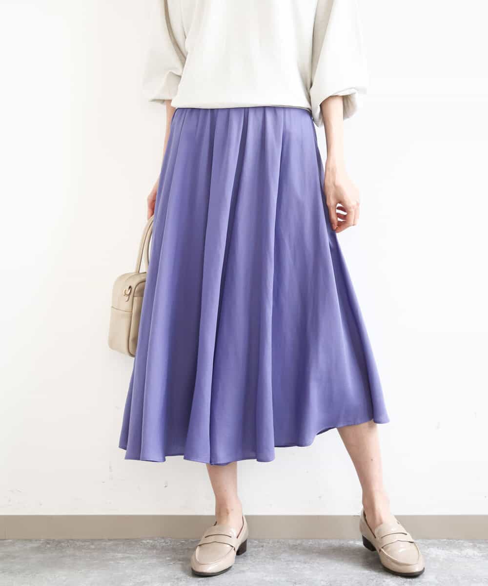 FKLGD03150 MK MICHEL KLEIN(MK ミッシェルクラン) サテンガウチョパンツ/接触冷感/UVカット/洗える パープル