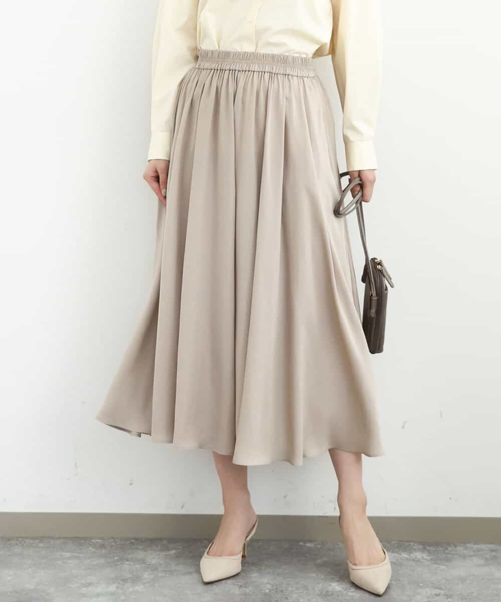 FKLGD03150 MK MICHEL KLEIN(MK ミッシェルクラン) サテンガウチョパンツ/接触冷感/UVカット/洗える ベージュ