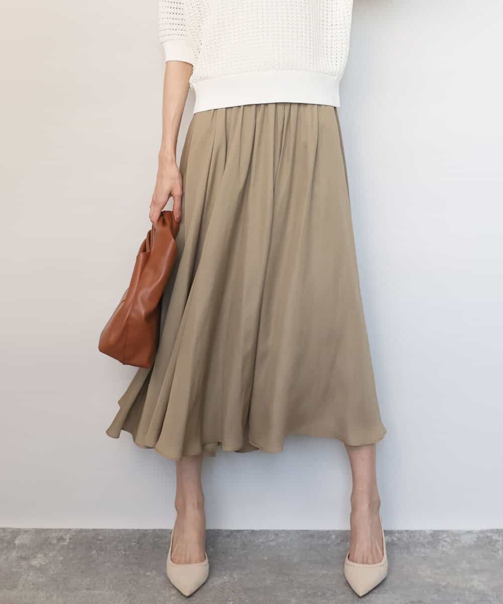 FKLGD03150 MK MICHEL KLEIN(MK ミッシェルクラン) [UVカット/接触冷感/洗える]サテンガウチョパンツ ベージュ