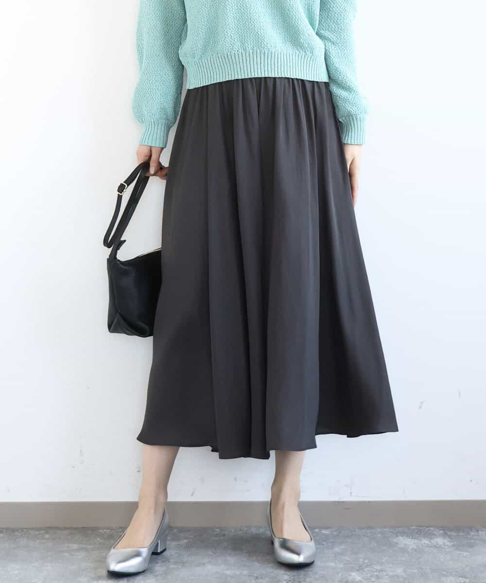 FKLGD03150 MK MICHEL KLEIN(MK ミッシェルクラン) サテンガウチョパンツ/接触冷感/UVカット/洗える ダークグレー