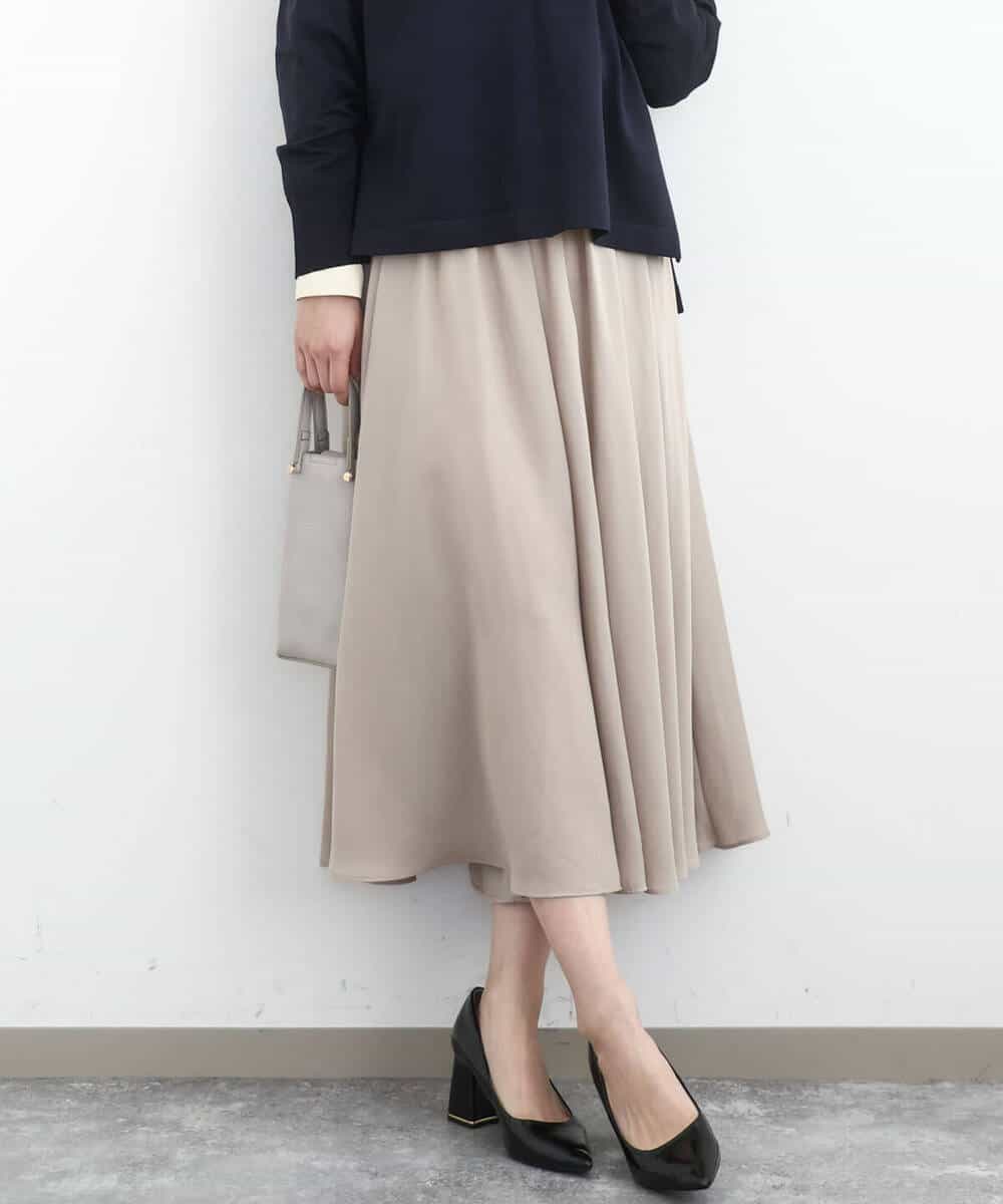 FKLGD03150 MK MICHEL KLEIN(MK ミッシェルクラン) サテンガウチョパンツ/接触冷感/UVカット/洗える ダークグレー