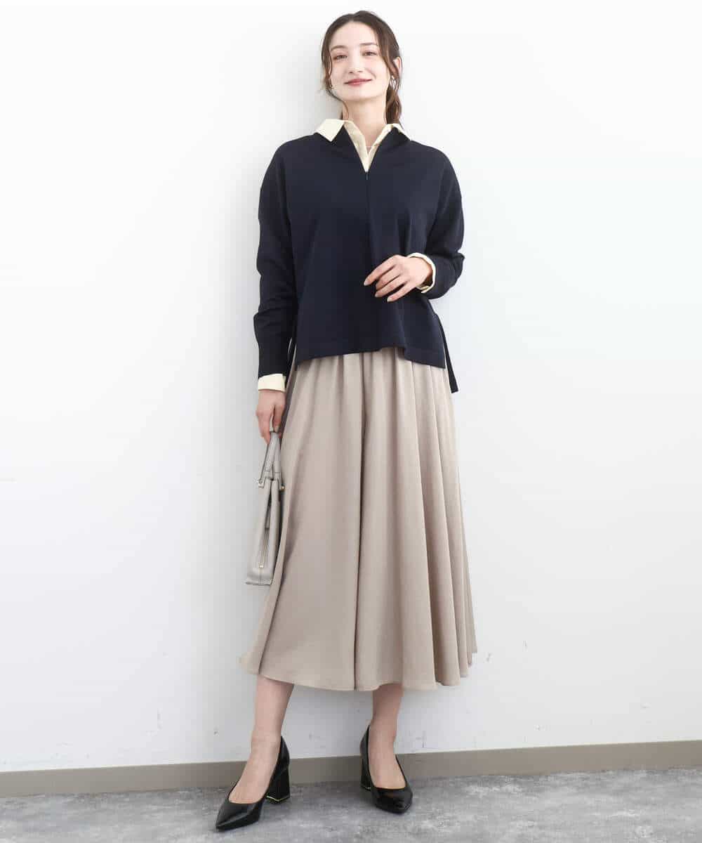 FKLGD03150 MK MICHEL KLEIN(MK ミッシェルクラン) サテンガウチョパンツ/接触冷感/UVカット/洗える ダークグレー