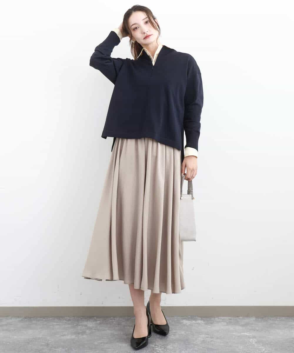 FKLGD03150 MK MICHEL KLEIN(MK ミッシェルクラン) サテンガウチョパンツ/接触冷感/UVカット/洗える ダークグレー